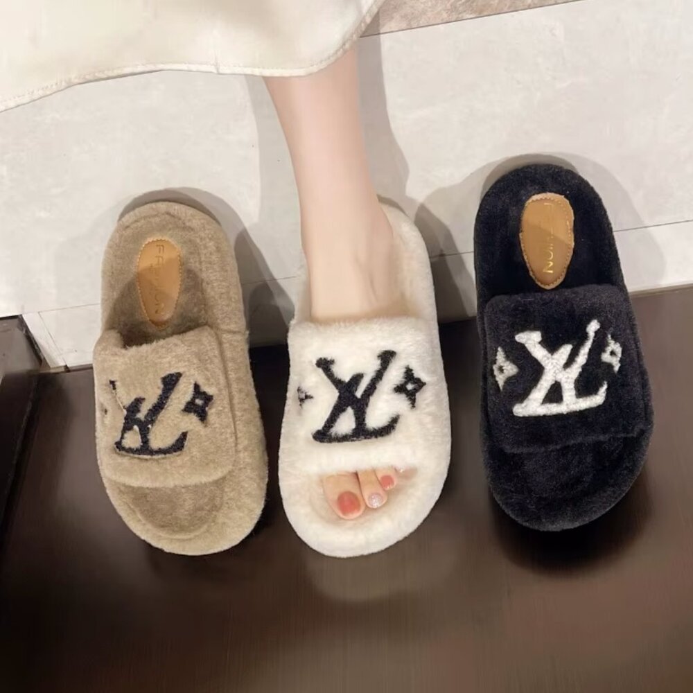 Beautiful Fashion Slides Plush Fur Flip Flops Slippers Fur Shoes - Picture 6 of 11